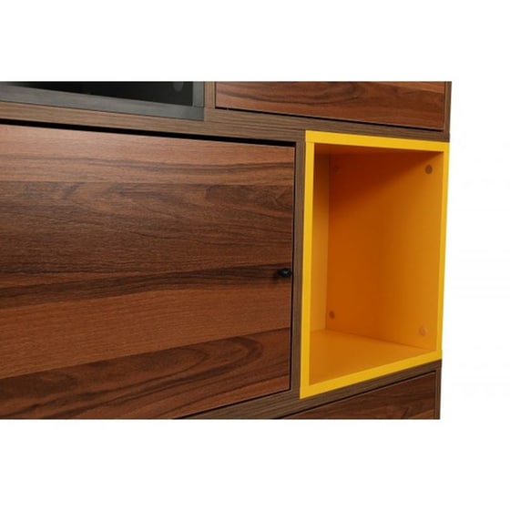Βιβλιοθήκη 24Mall Volo από Μοριοσανίδα/Μέταλλο 110x30x140 cm - Καρυδί/Ανθρακί image 2
