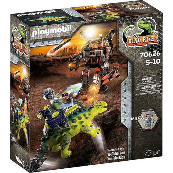 PLAYMOBIL® Dino Rise Αγκυλόσαυρος με Μαχητή Εναντίον Ρομπότ (70626) image 0