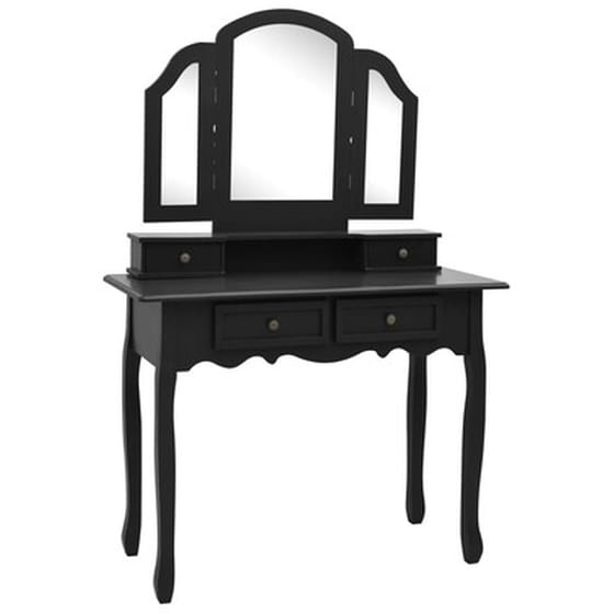 Vidaxl Μπουντουάρ Με Σκαμπό Μαύρο 100 X 40 X 146 Εκ. Ξύλο Παυλώνιας image 3