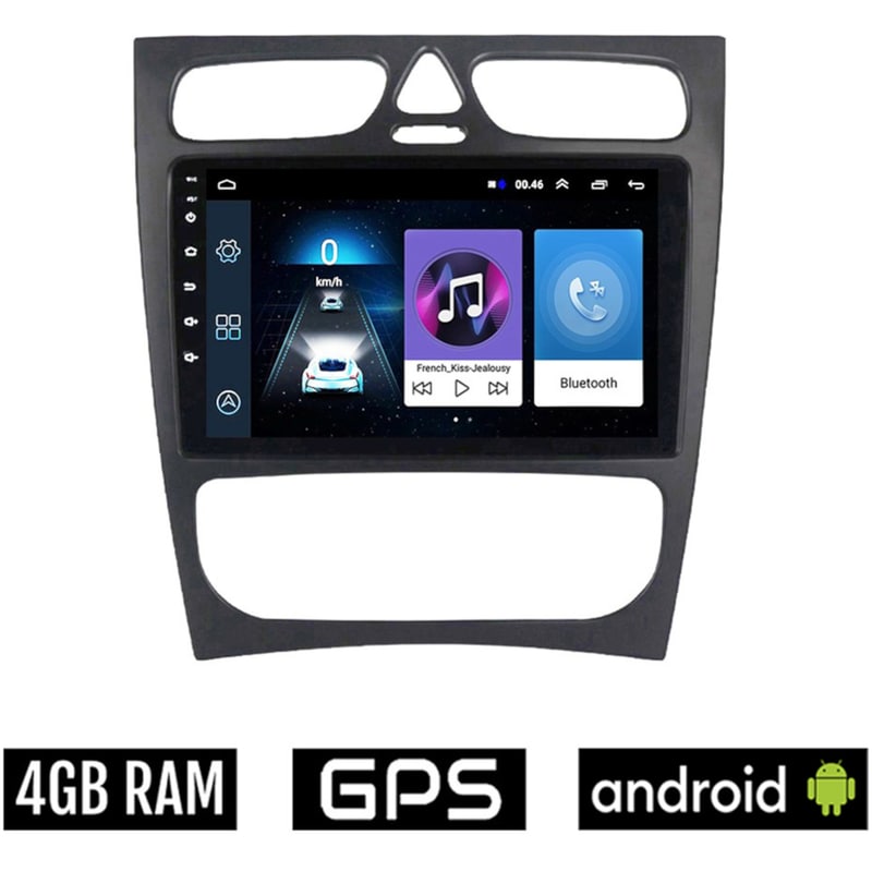 Ηχοσύστημα με Οθόνη Αφής 9 Android GPS Wi-Fi Bluetooth 4GB/64GB για Mercedes C W203 (1999-2004) - Μαύρο