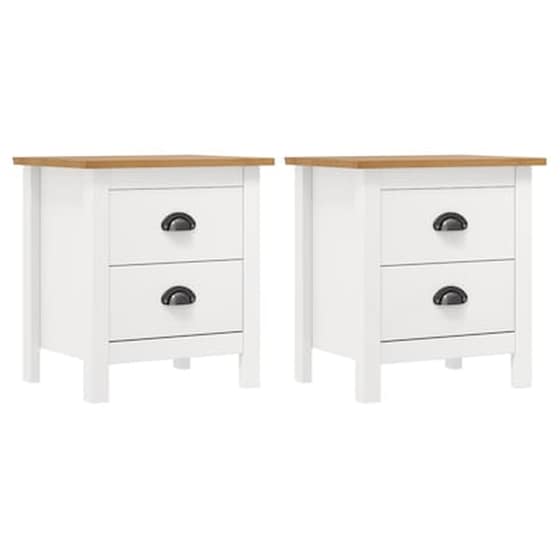 Vidaxl Κομοδίνα Hill Range 2 Τεμ Λευκά 46x35x49,5 Εκ Μασίφ Ξύλο Πεύκου image 1