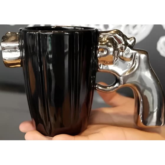 Κούπα 3D Περίστροφο Κεραμική 380 ml - Μαύρο/Ασημί  image 5