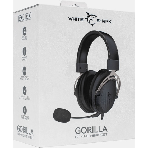 White Shark Gorilla Gaming Ενσύρματα Ακουστικά 3.5mm - Μαύρα/Γκρι image 6