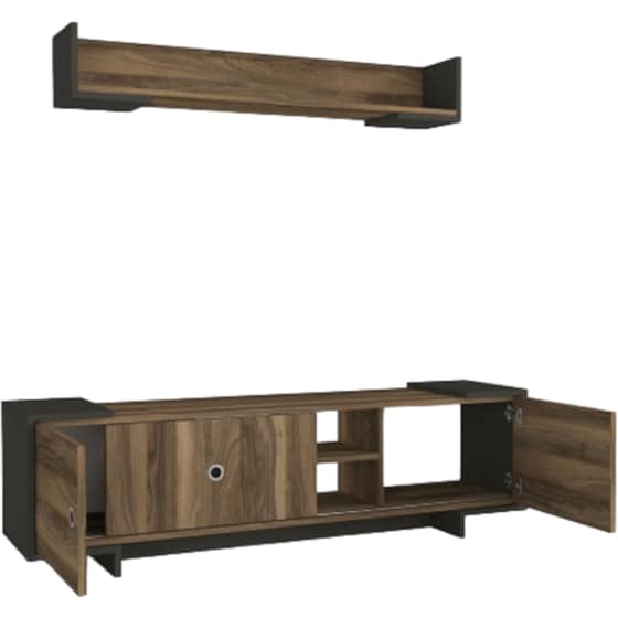 Έπιπλο Τηλεόρασης 24Mall Lipari από Μοριοσανίδα 150x35x43.2 cm - Καρυδί/Ανθρακί image 2