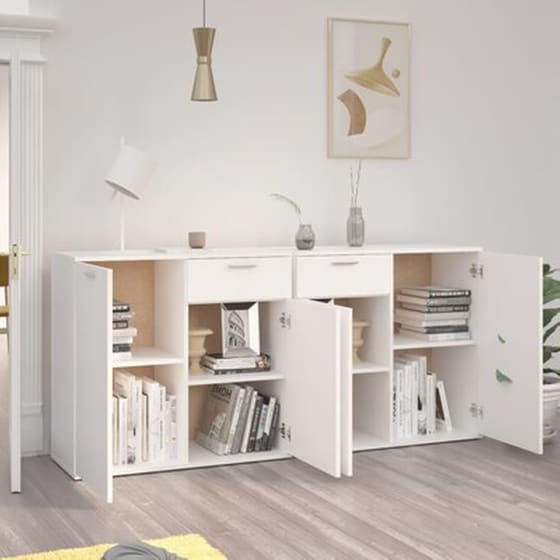 Vidaxl Μπουφές Λευκός 160 X 36 X 75 Εκ. Από Μοριοσανίδα (2x805770) image 3