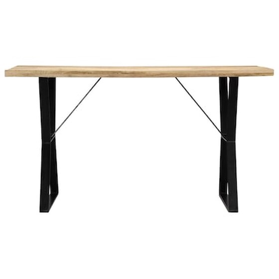Τραπεζαρία Vidaxl από Μασίφ Ξύλο Μάνγκο 140x80x76 cm - Μαύρο/Φυσικό Χρώμα image 2
