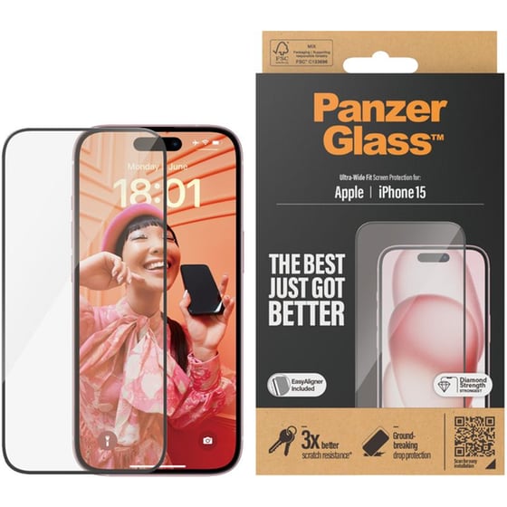 Προστατευτικό οθόνης Apple iPhone 15 - PanzerGlass Screen Protector Ultra-Wide Fit with EasyAligner image 1