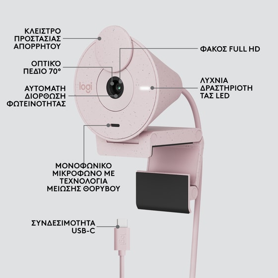Logitech Brio 300 Web Camera Full HD 1080p Ροζ image 10