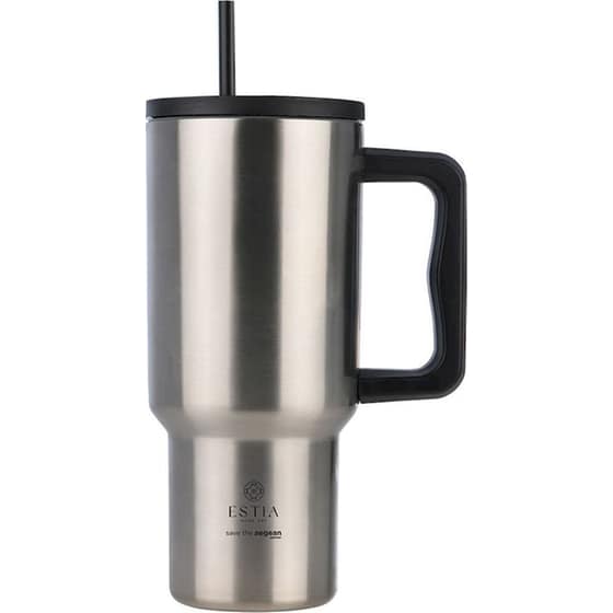 Κούπα Θερμός Estia Με Λαβή & Καλαμάκι 900ml Save The Aegean Tumbler Steel Flow image 0