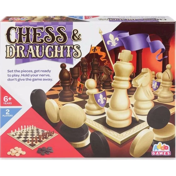 Chess & Draughts Σκάκι & Ντάμα Ξύλινο με Πούλια & Πιόνια 34x34cm (Addo) image 0