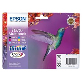 Epson T0807 Κυανό / Ματζέντα / Κίτρινο / Μαύρο Πακέτο 6 Μελανιών Εκτυπωτή C13T08074011