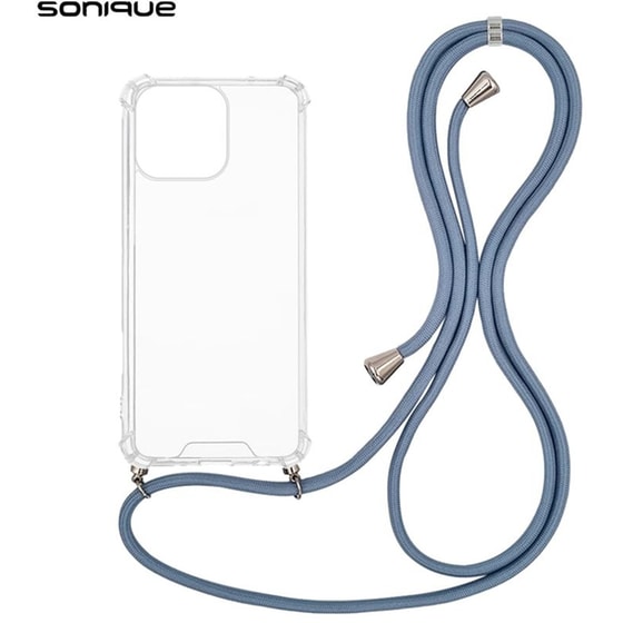 Θήκη Σιλικόνης Με Κορδόνι Sonique Armor Clear Apple Iphone 16 Pro Max Μπλε Γκρι image 0