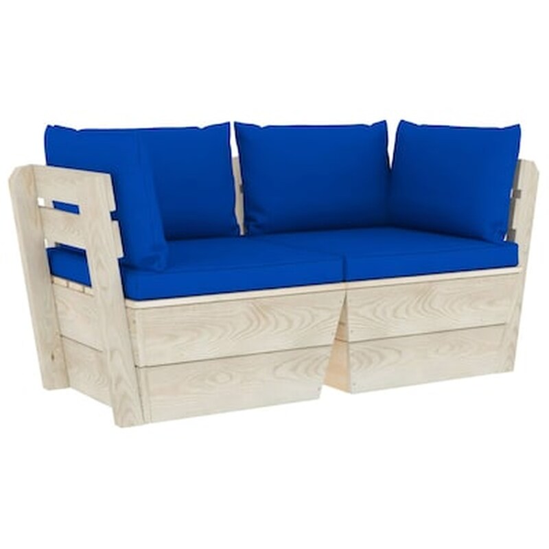 Καναπές Κήπου VidaXL Διθέσιος Με Μαξιλάρια από Ξύλο Ερυθρελάτης 60x60x65 cm - Μπλε VIDAXL