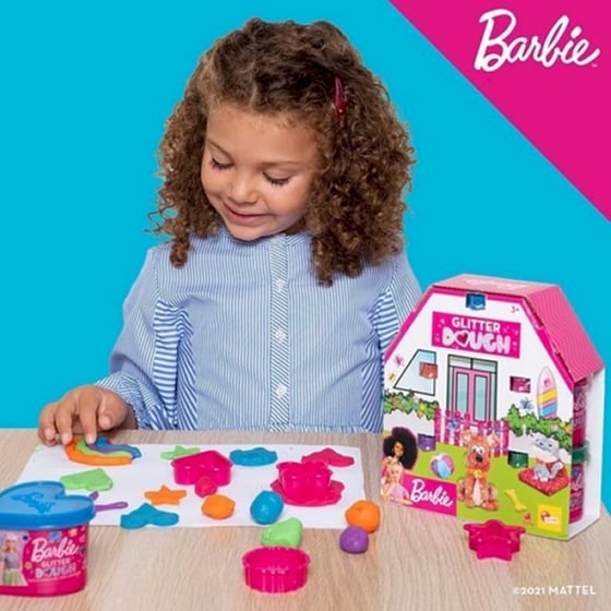 Σετ Πλαστοζυμαράκια Lisciani Barbie Glitter Dough House Kit με 5 Βαζάκια και Εργαλεία image 6