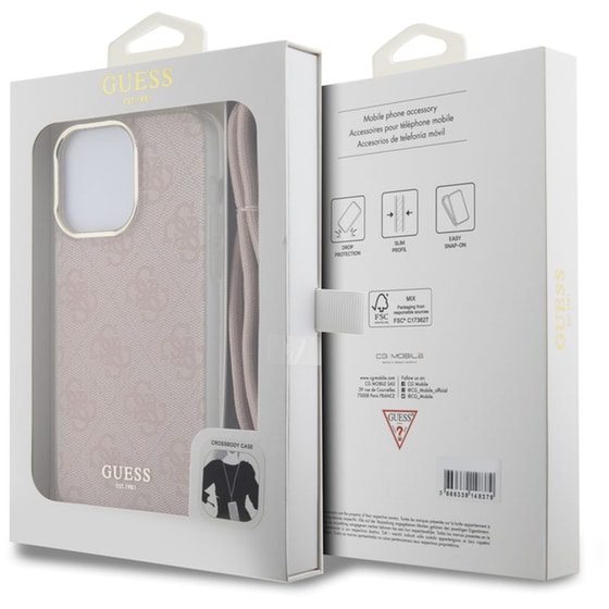 Guess “4g Logo Collection” Crossbody Hard Case Θήκη Προστασίας Από Σιλικόνη Με Λουράκι – Iphone 15 Pro Max (ροζ – Guhcp15xhc4sep) image 3
