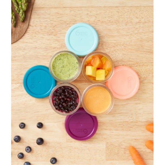 Babymoov Σετ Δοχεία Αποθήκευσης Βρεφικών Τροφών Γυάλινα 220ml 4 Τμχ - Διάφανα/ Πολύχρωμα image 1