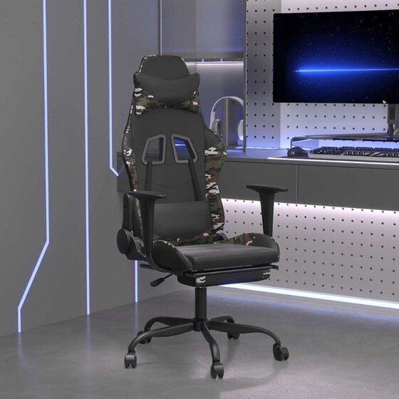Καρέκλα Μασάζ Gaming VIDAXL Καρέκλα με Υποπόδιο από Τεχνητό Δέρμα - Μαύρο image 9