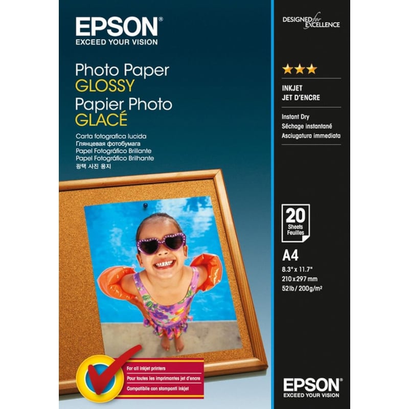 Epson Φωτογραφικό Χαρτί Gloss A4 200 gr/m² για Inkjet Laser Εκτυπωτές 20 φύλλα