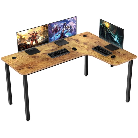 Γραφείο Γωνιακό Eureka Ergonomic ERK-CDL01R60VP από Carbon fiber 155.4x110cm - Καφέ/Μαύρο image 0