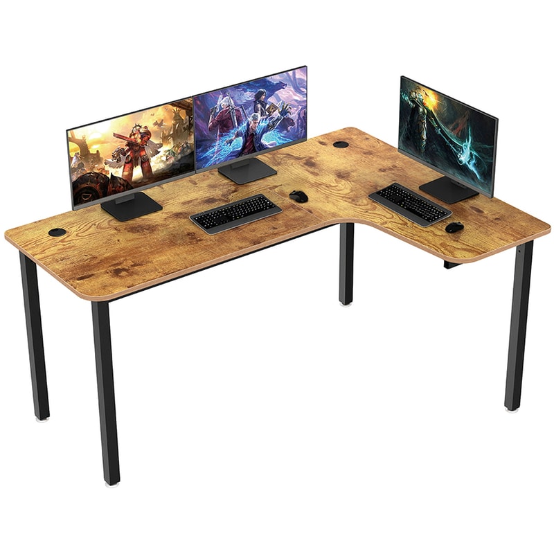 EUREKA ERGONOMIC Γραφείο Γωνιακό Eureka Ergonomic ERK-CDL01R60VP από Carbon fiber 155.4x110cm - Καφέ/Μαύρο
