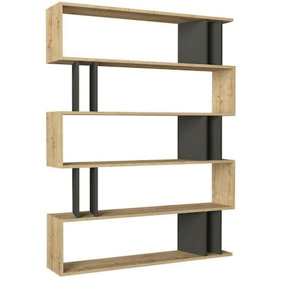 Βιβλιοθηκη Welhome από Μελαμίνη 122x26x159 cm - Ανθρακί/Μπεζ image 0