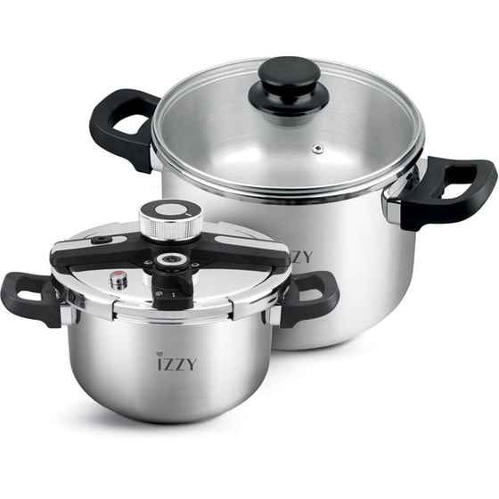 Σετ Χύτρα Ταχύτητας ΙΖΖΥ GOURMET 9 L + 5 L Inox image 1