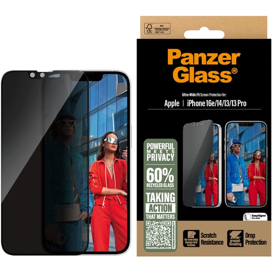 Προστατευτικό οθόνης Apple iPhone 16e/iPhone 14/iPhone 13/iPhone 13 Pro - PanzerGlass Privacy Ultra-Wide Fit Screen Protection image 3