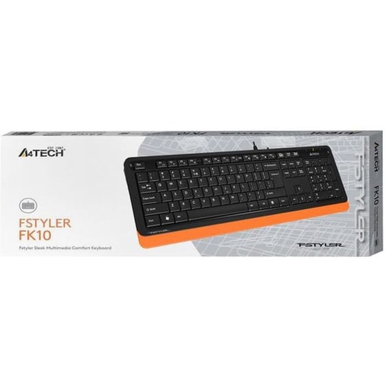 A4TECH Fstyler FK10 Ενσύρματο Πληκτρολόγιο - Μαύρο, Πορτοκαλί (US) image 1