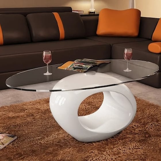 Τραπεζάκι Σαλονιού VidaXL από Ψημένο Γυαλί 115x65x40cm - Λευκό image 2