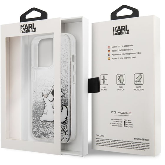 Θήκη Karl Lagerfeld iPhone 13 Pro Max - Karl Lagerfeld Choupette Fun Hard Case - Clear/Glitter Silver image 1