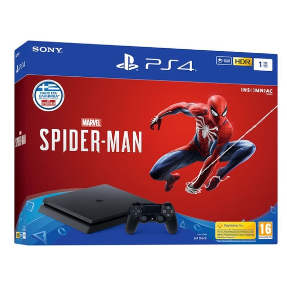 Sony PS4 Slim 1TB Μαύρο & Marvel's Spider-Man image 0