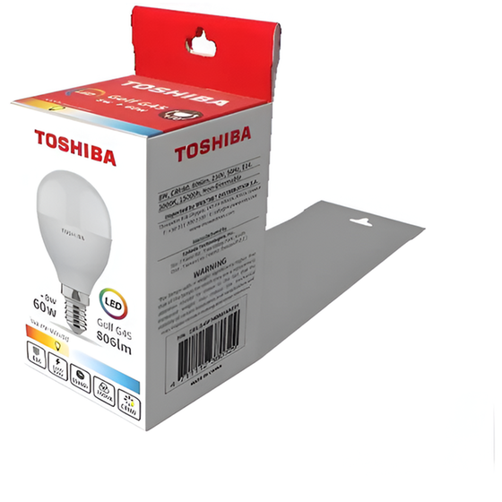 Λάμπα LED Toshiba G45 E14 8W 3000K - Θερμό Λευκό image 1