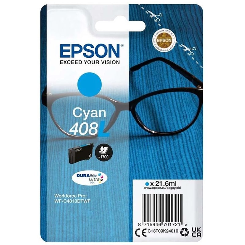 EPSON Epson 408 L Κυανό Μελάνι Εκτυπωτή C13T09K24010