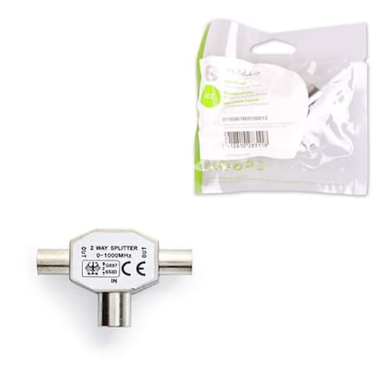Αντάπτορας Nedis Coaxial male σε Coaxial 2x female Ασημί image 0