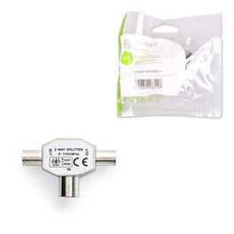 Αντάπτορας Nedis Coaxial male σε Coaxial 2x female Ασημί