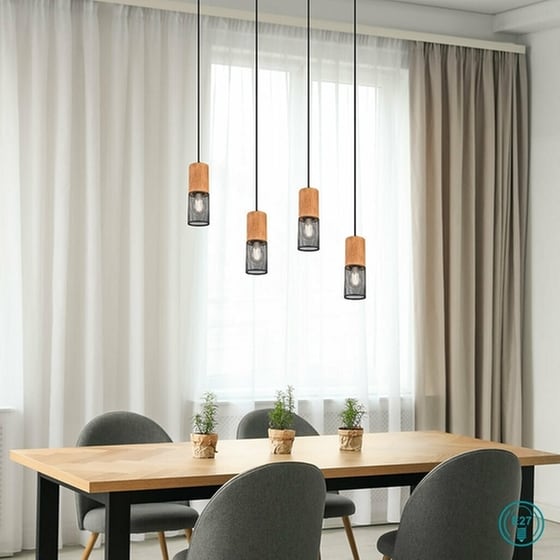 Trio Lighting Tosh Ρυθμιζόμενο Κρεμαστό Φωτιστικό Μαύρο Ράγα για 4 Λαμπτήρες E27 65x9x150εκ. image 2