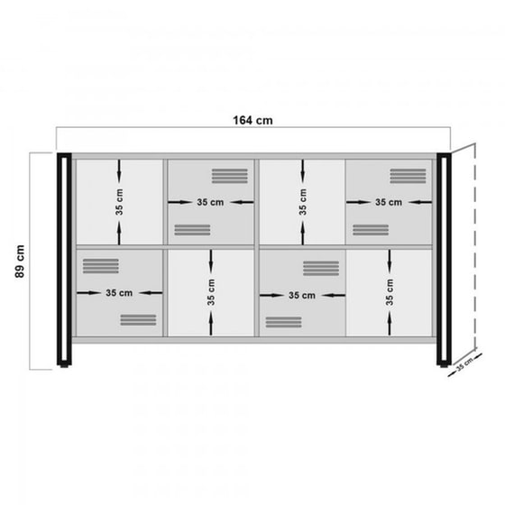 Μπουφές 24Mall Cosmo Atlantic Pine από Μοριοσανίδα/Μέταλλο 164x35x89 cm - Καφέ/Μαύρος image 3