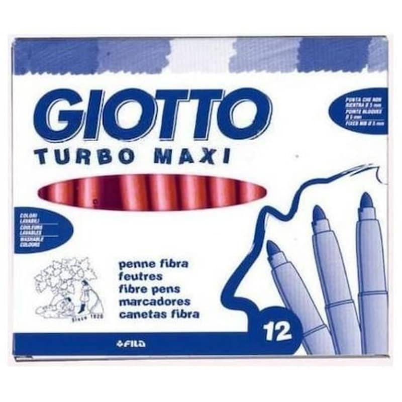 GIOTTO Μαρκαδόροι Giotto Turbo Maxi Xοντροί Σομόν 12 Τεμάχια