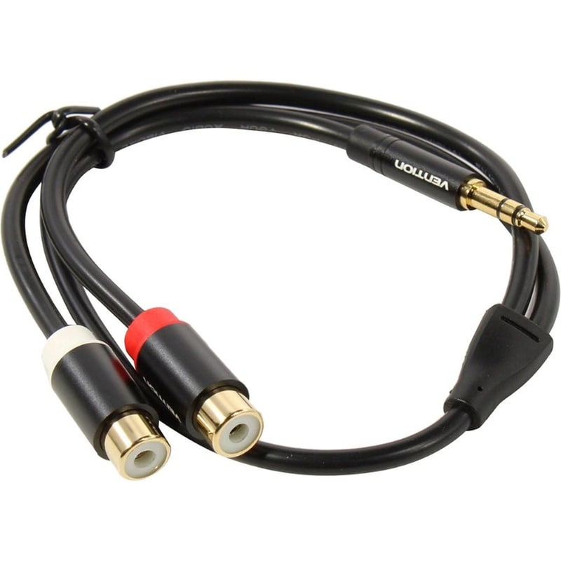 VENTION Καλώδιο Ήχου VAB-R02-B030 1x 3.5mm Jack Male σε 2x RCA Female 0.30 m Μαύρο