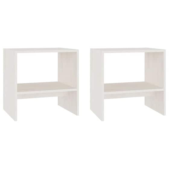 Κομοδίνο Vidaxl Από Μασίφ Ξύλο Πεύκου 2τμχ 40x30.5x40 cm - Λευκό image 0