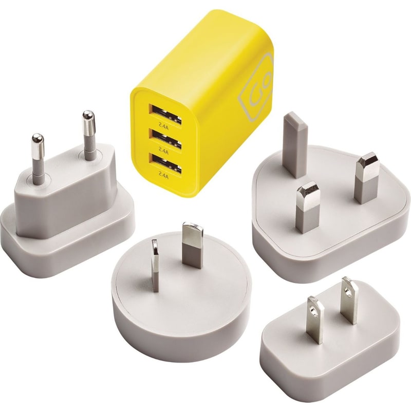 Φορτιστής Πρίζας Go Travel Worldwide 3x Usb - Yellow
