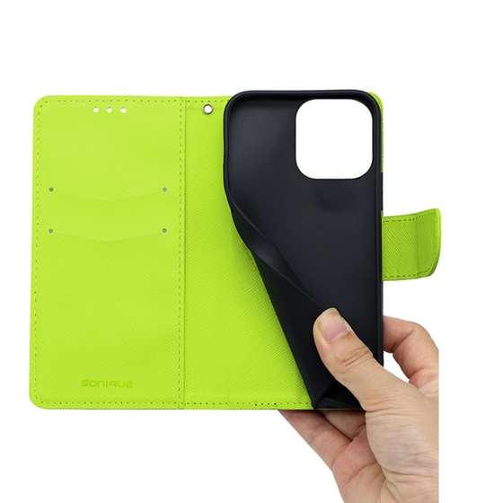 Θήκη Apple iPhone 14 Pro - Sonique Trend Book - Σκούρο Μπλε / Λαχανί image 3
