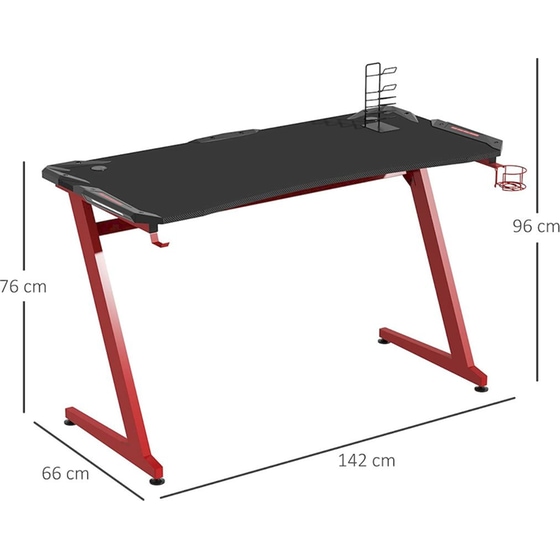 Γραφείο Gaming ArteLibre Leia 140x65x75cm - Κόκκινο image 1
