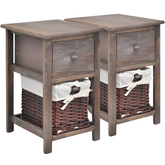 Κομοδίνο Vidaxl Από Ξύλο Παυλώνιας 2τμχ 28x31x45 cm - Καφέ image 0