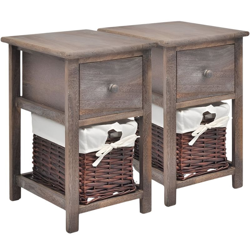 Κομοδίνο Vidaxl Από Ξύλο Παυλώνιας 2τμχ 28x31x45 cm - Καφέ