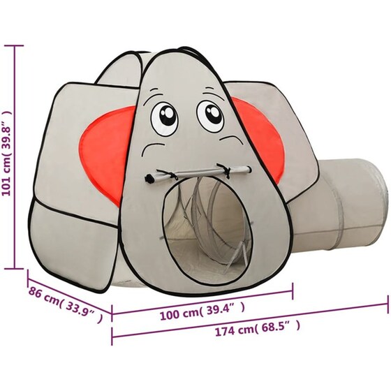 Vidaxl Παιδική Σκηνή Ελέφαντας 174 x 86 x 101 Εκ Γκρι image 6