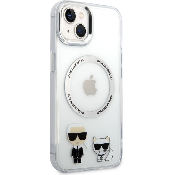 Θήκη Apple iPhone 14 Plus - Karl Lagerfeld MagSafe Ringstand Case IML Ring Karl+Choupette - Clear image 1