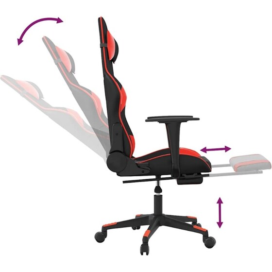 Καρέκλα Gaming VIDAXL 345523 με Υποπόδιο από Τεχνητό Δέρμα - Μαύρη image 5