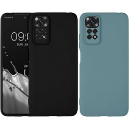 Σετ Με 2 Θήκες Xiaomi Redmi Note 11 / 11S - KWmobile Θήκες Σιλικόνης με Πλαίσιο Κάμερας - Black Matte / Antique Stone