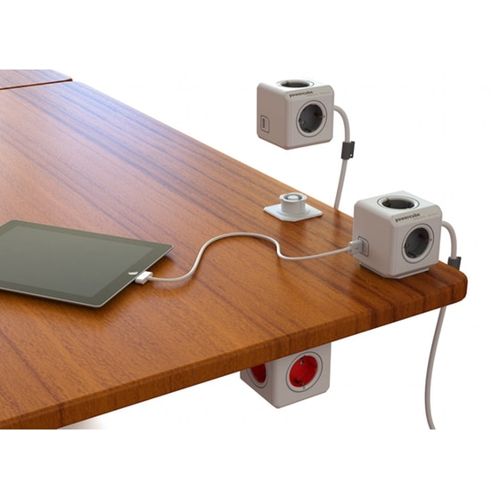Πολύπριζο Allocacoc Powercube Extended 4 Θέσεων με 2 Usb & Βάση - Λευκό/Γκρι image 1